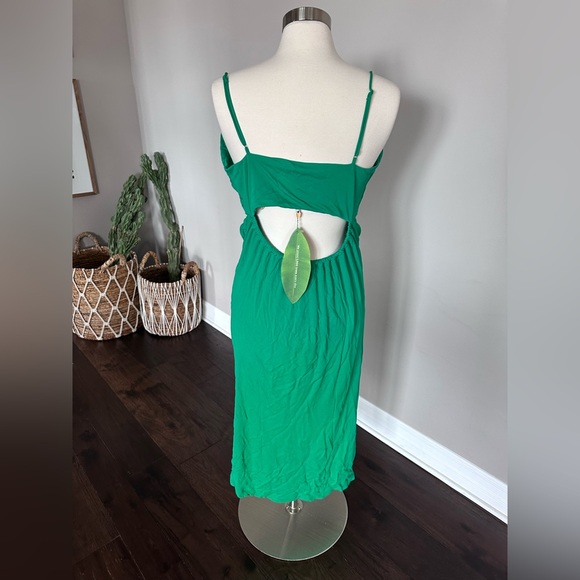 FARM RIO Embellished Cutout Ruched Sleeveless Midi Dress Green Large NWTs - Picture 7 of 15